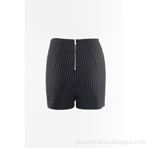 Stripe zipper hot pants
